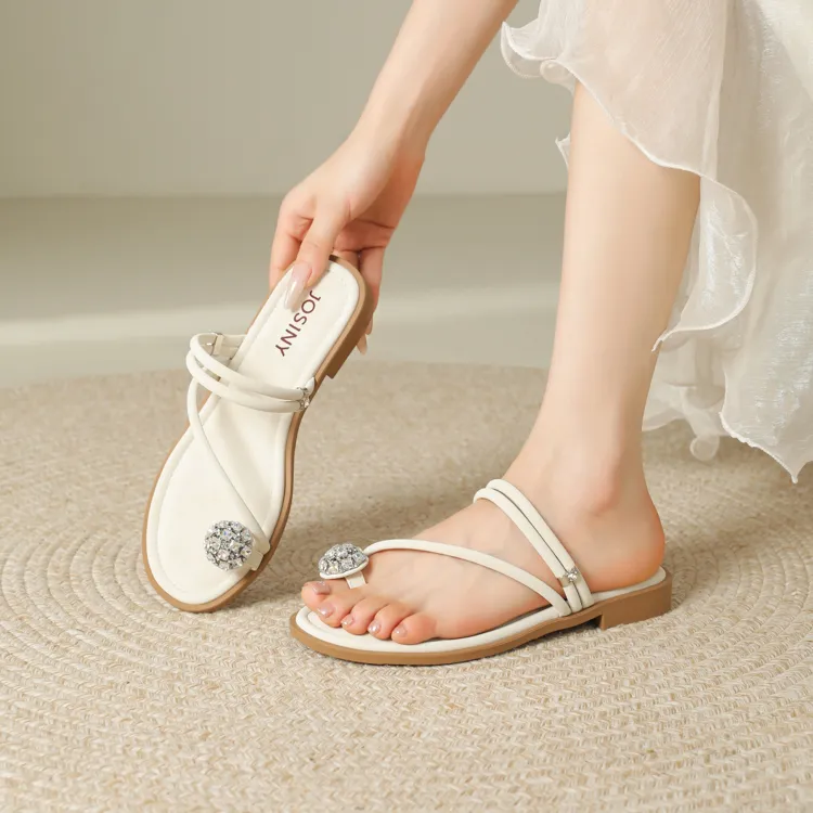 JOSINY One Strap Sandals Women's Ecru-1