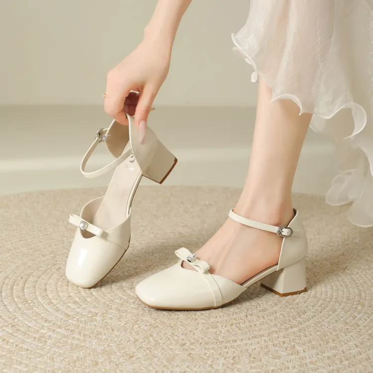 JOSINY Chunky Heel High Heels Women's Ecru-2