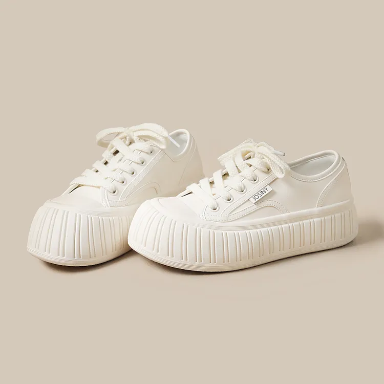 JOSINY Little White Ugly Canvas Height Increasing Low Top Skateboard Shoes Women's-3