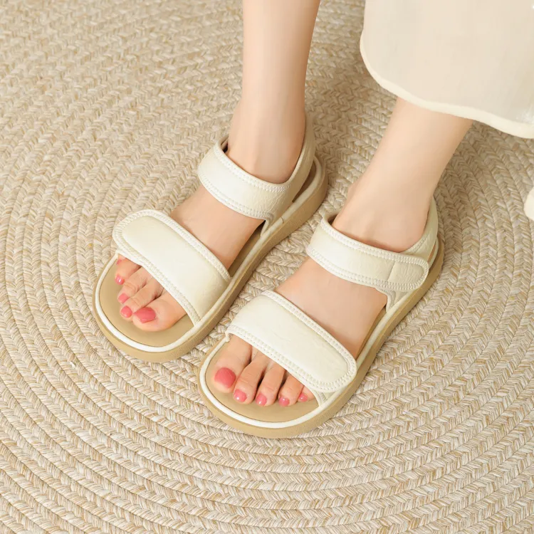 JOSINY One Strap Sandals Women's Ecru Gift Box Set-6