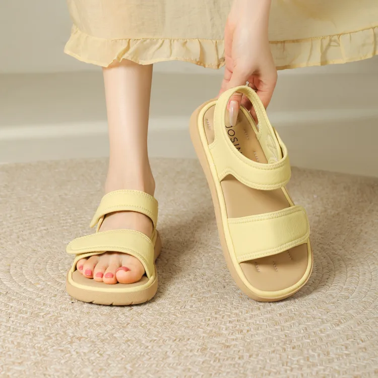 JOSINY One Strap Sandals 2.5CM Women's Yellow Gift Box Set-2