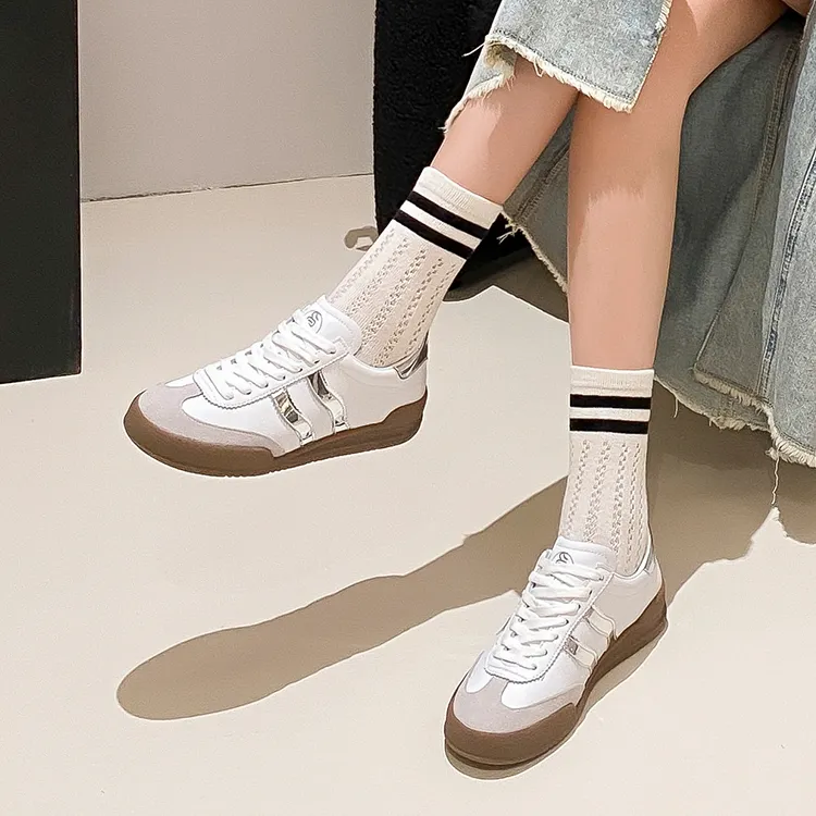 JOSINY Vintage German Army Trainers Lightweight Low Top Skateboard Shoes Women's-25