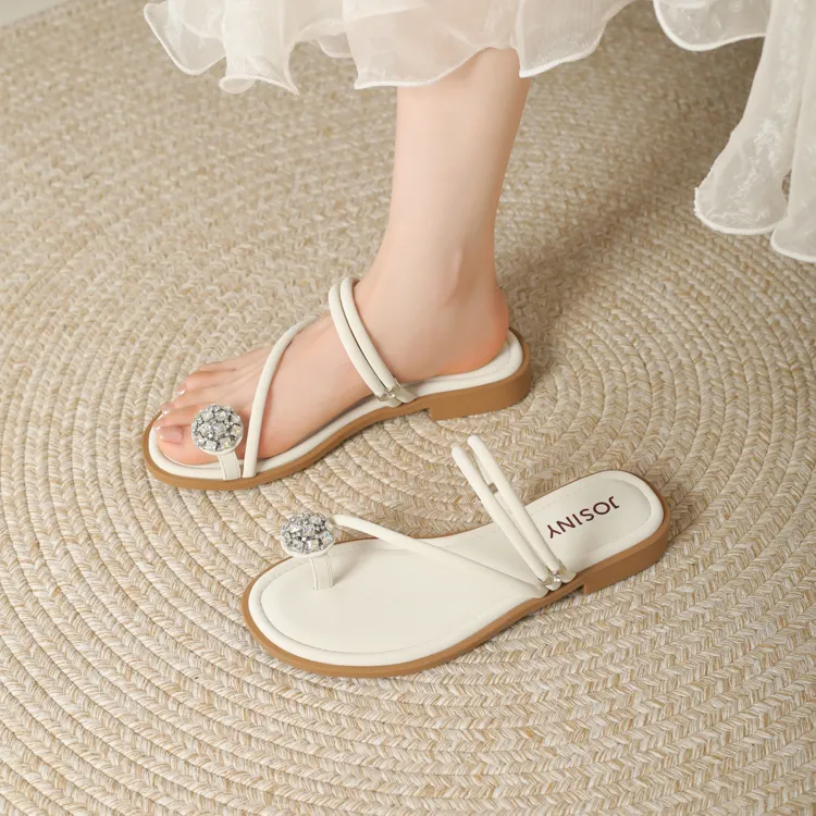 JOSINY One Strap Sandals Women's Ecru-2