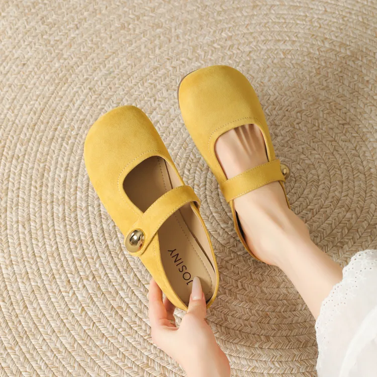 JOSINY Rubber Sole Quiet Abrasion Resistant Slip Resistant Closed Toe Slippers Women's Yellow-3