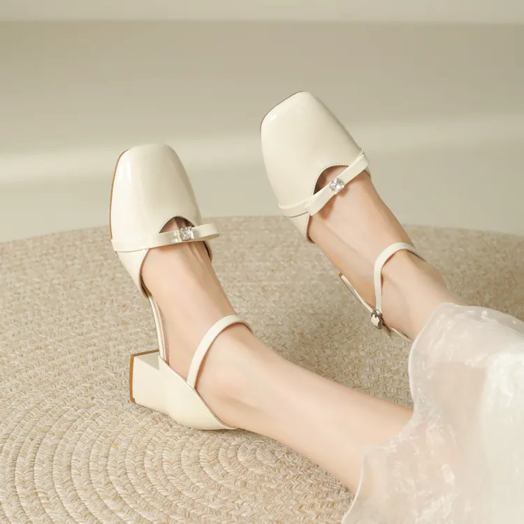 JOSINY Chunky Heel High Heels Women's Ecru-7