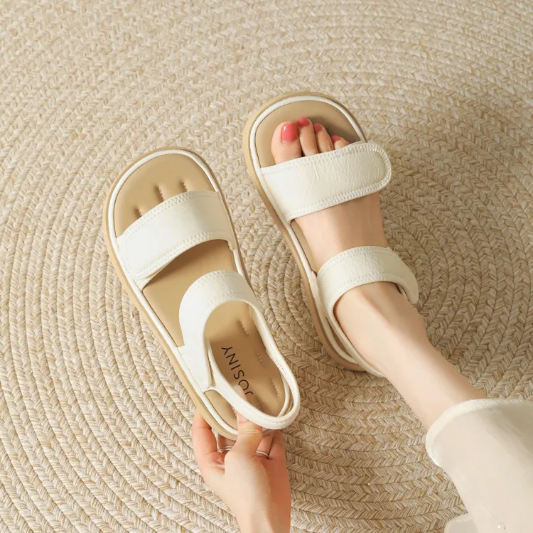 JOSINY One Strap Sandals Women's Ecru Gift Box Set-4