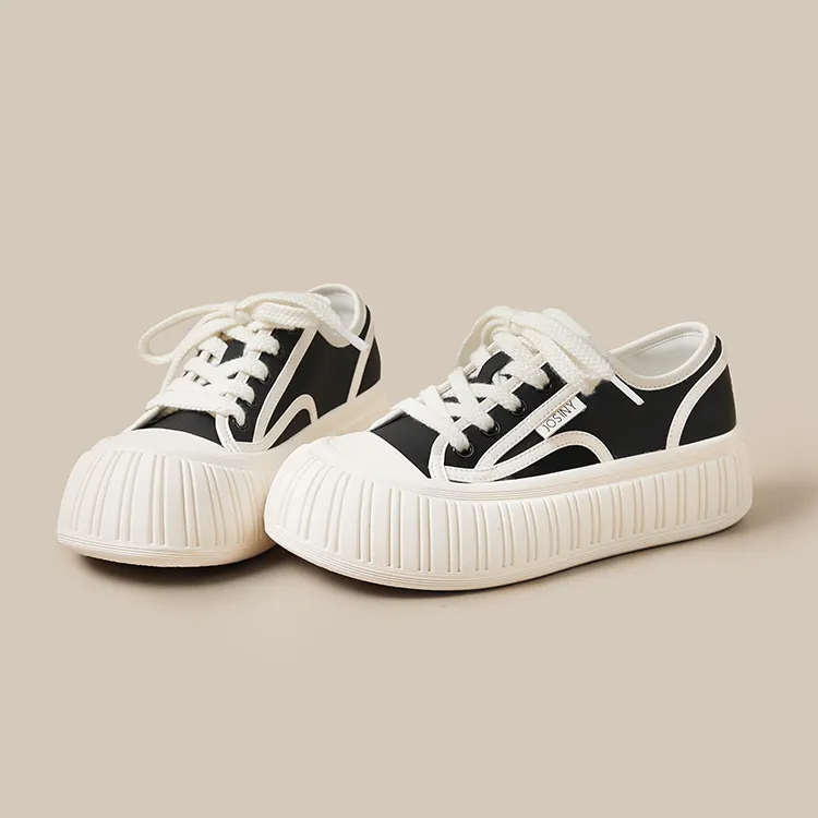JOSINY Little White Ugly Canvas Height Increasing Low Top Skateboard Shoes Women's-17
