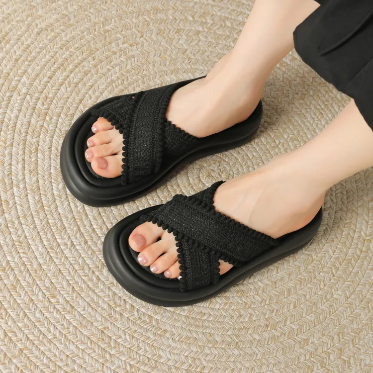 JOSINY Slip Resistant Abrasion Resistant Quick Dry Slide Slippers Women's Black-2