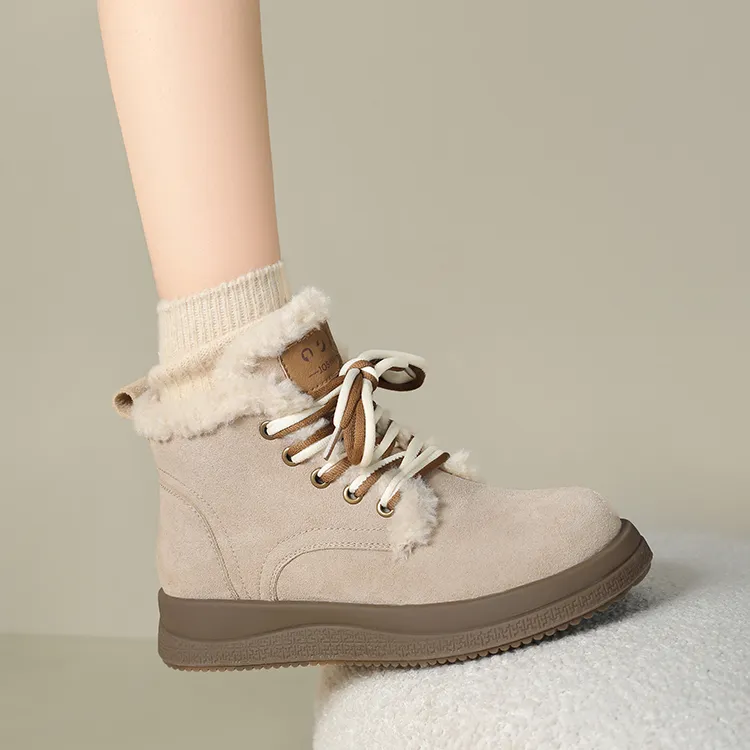 JOSINY Thermal Height Increasing Abrasion Resistant Slip Resistant Short Snow Boots Women's Camel-12