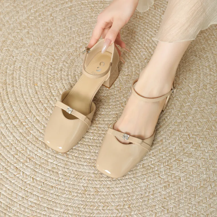 JOSINY Chunky Heel High Heels Women's Apricot-7