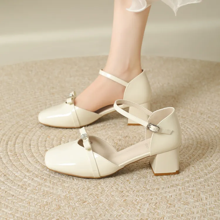 JOSINY Chunky Heel High Heels Women's Ecru-1