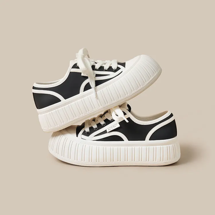 JOSINY Little White Ugly Canvas Height Increasing Low Top Skateboard Shoes Women's-18