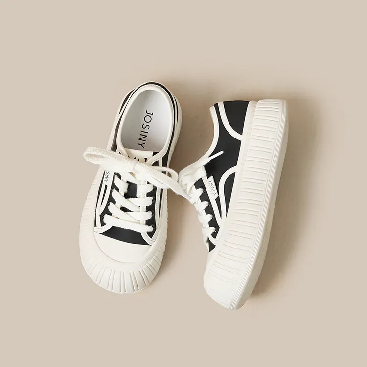 JOSINY Little White Ugly Canvas Height Increasing Low Top Skateboard Shoes Women's-16