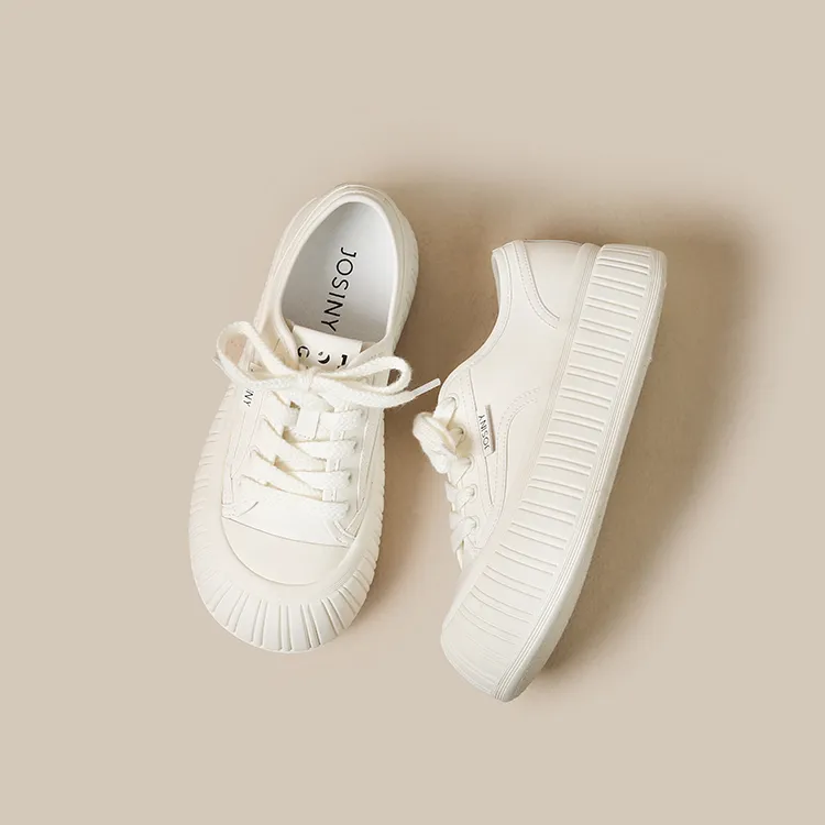 JOSINY Little White Ugly Canvas Height Increasing Low Top Skateboard Shoes Women's-1