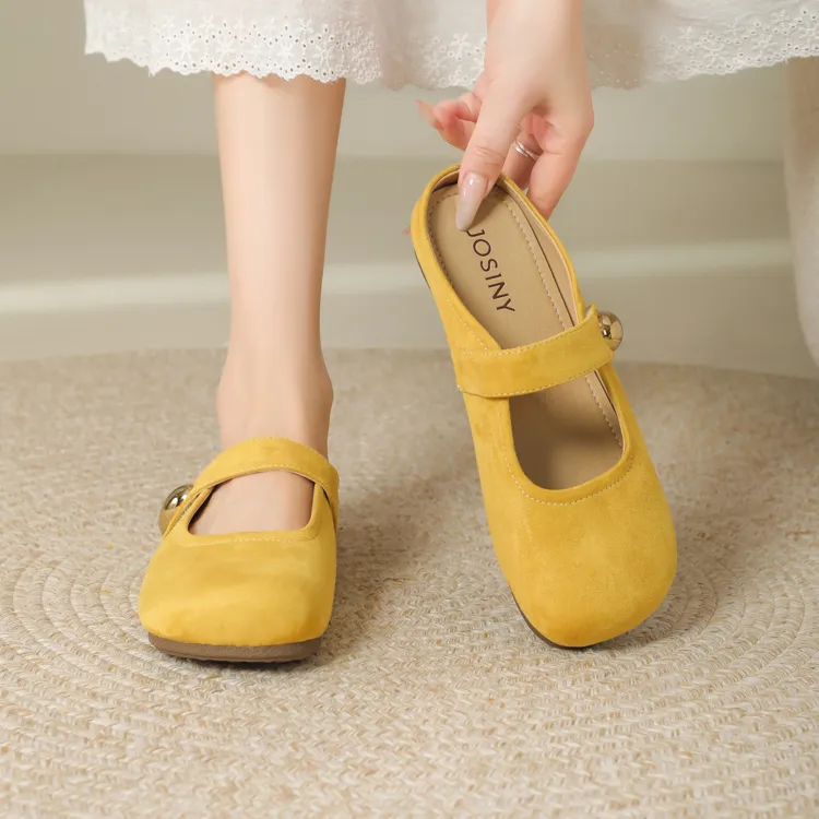 JOSINY Rubber Sole Quiet Abrasion Resistant Slip Resistant Closed Toe Slippers Women's Yellow-2