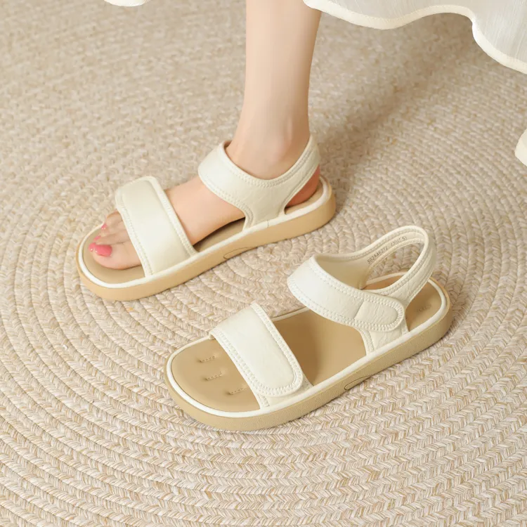 JOSINY One Strap Sandals Women's Ecru Gift Box Set-2