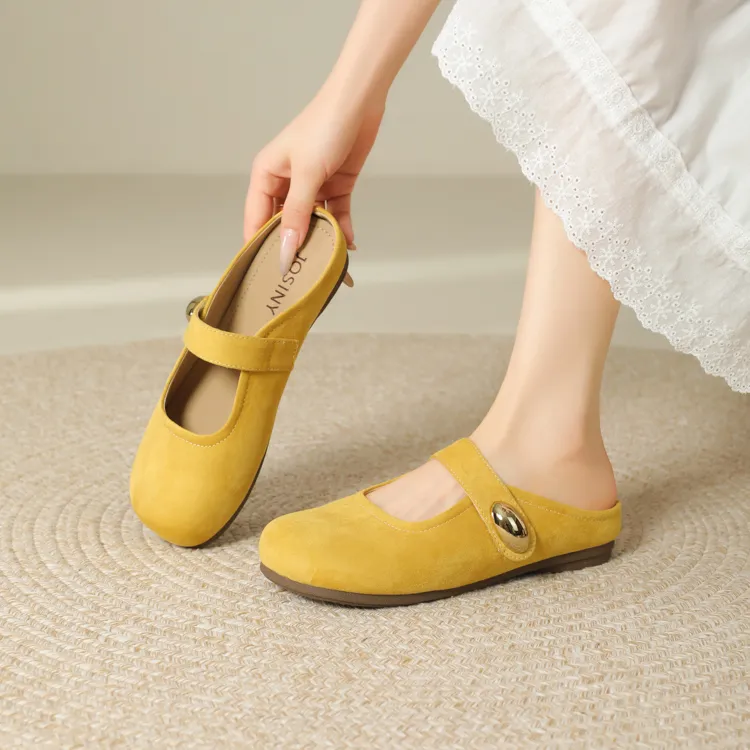JOSINY Rubber Sole Quiet Abrasion Resistant Slip Resistant Closed Toe Slippers Women's Yellow-5