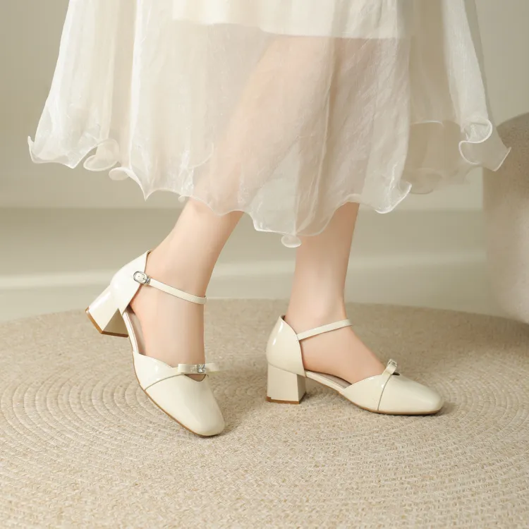 JOSINY Chunky Heel High Heels Women's Ecru-3