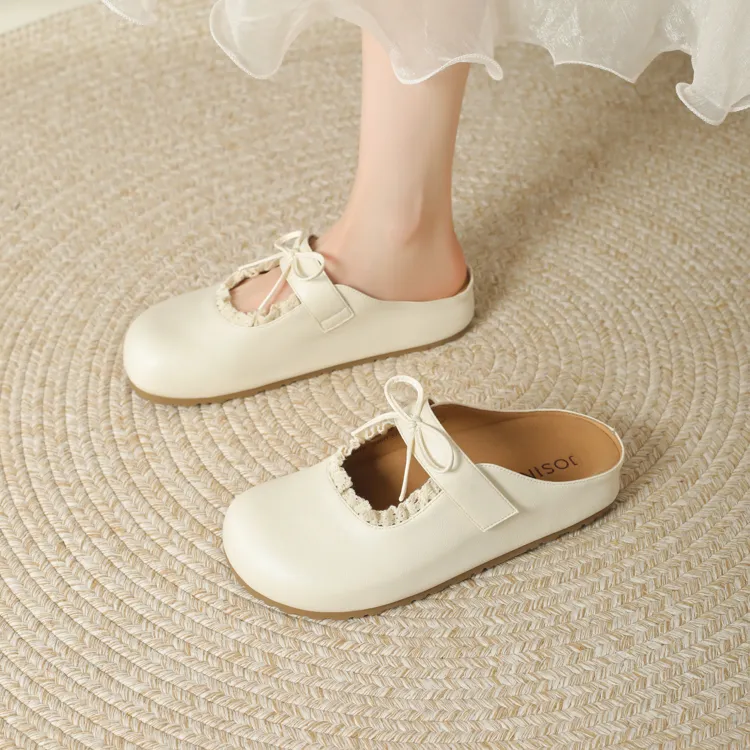 JOSINY Slip Resistant Quick Dry Closed Toe Slippers Women's Ecru-5