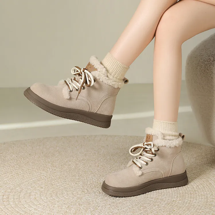 JOSINY Thermal Height Increasing Abrasion Resistant Slip Resistant Short Snow Boots Women's Camel-10