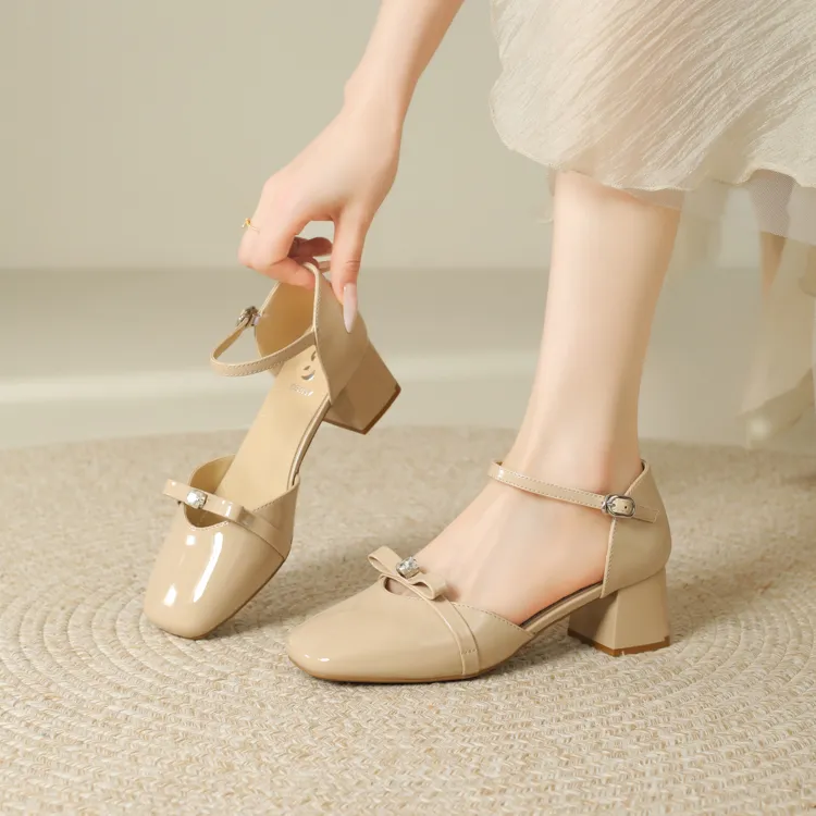 JOSINY Chunky Heel High Heels Women's Apricot-6
