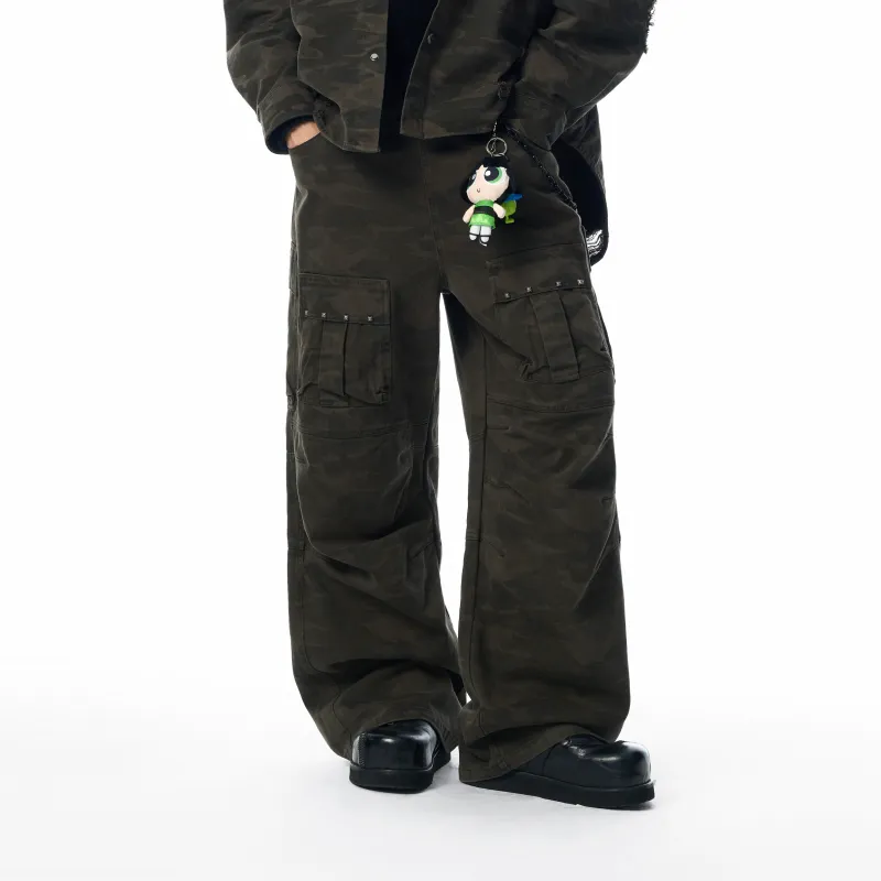 JHYQ Casual Pants Unisex Dark Gray Camouflage-2