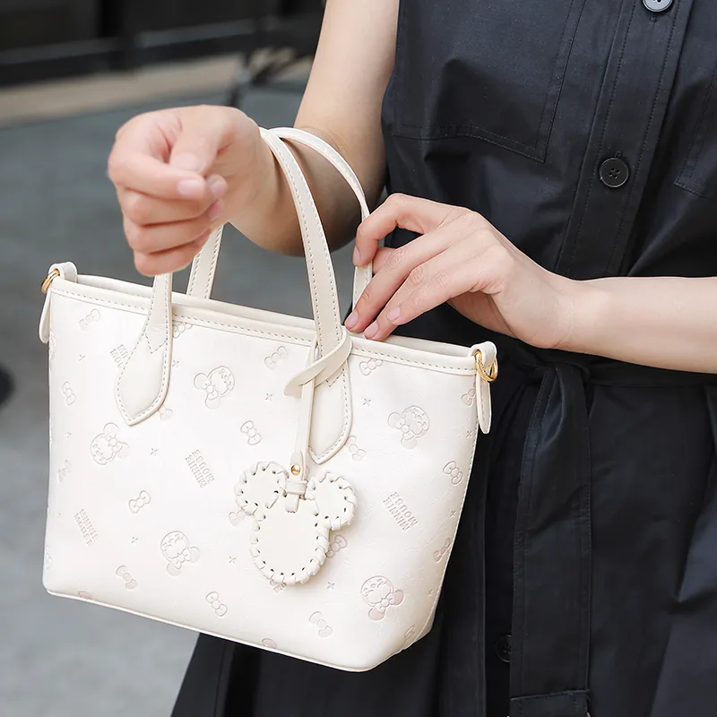 Disney Mickey Series PU Small Tote Handbag, Shoulder Bag Crossbody Bag Regular Women's Pink/White-3