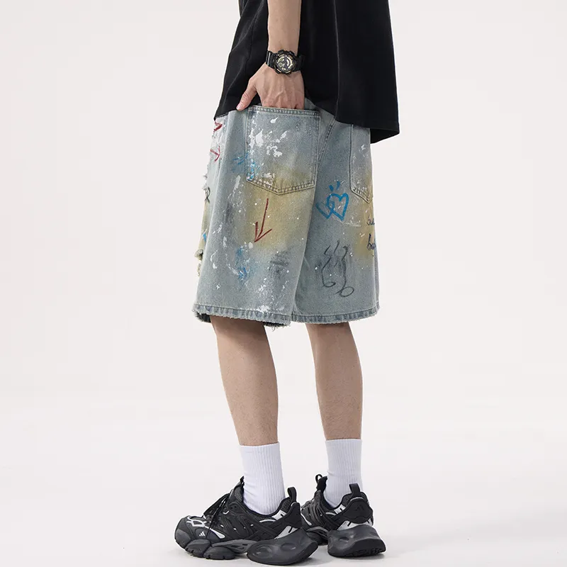 FCMM Denim Shorts Unisex Graffiti Light Blue-5