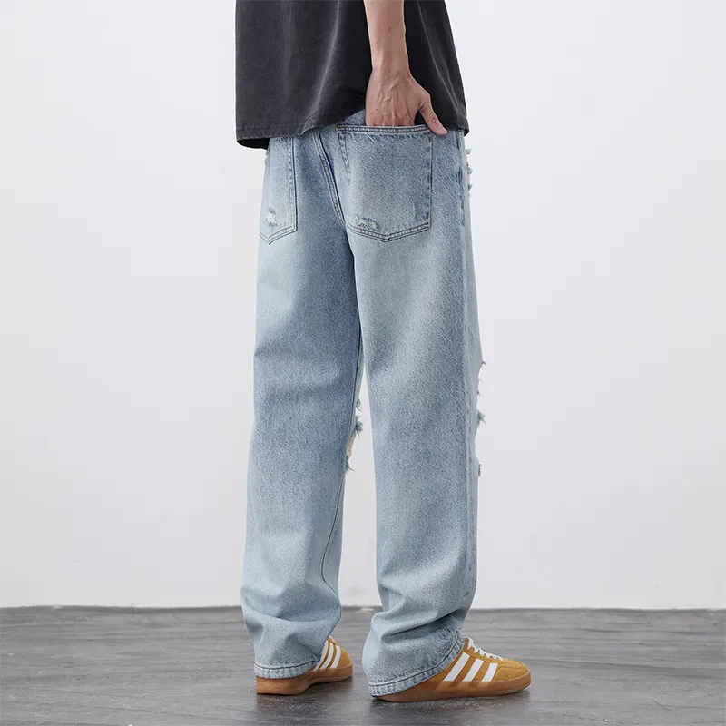HUNZHI Jeans Unisex Denim Blue-3