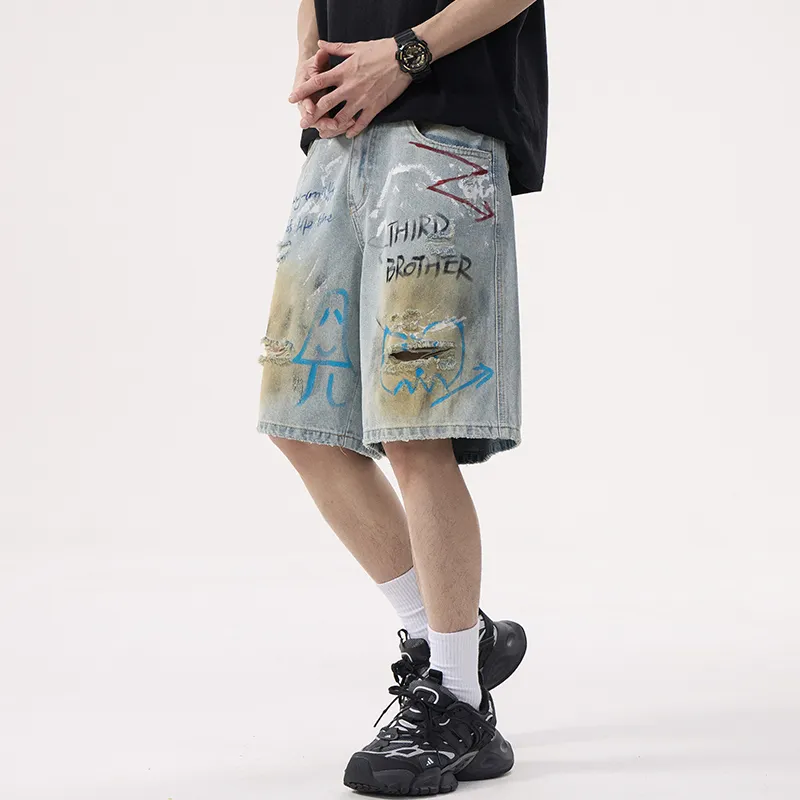 FCMM Denim Shorts Unisex Graffiti Light Blue-4