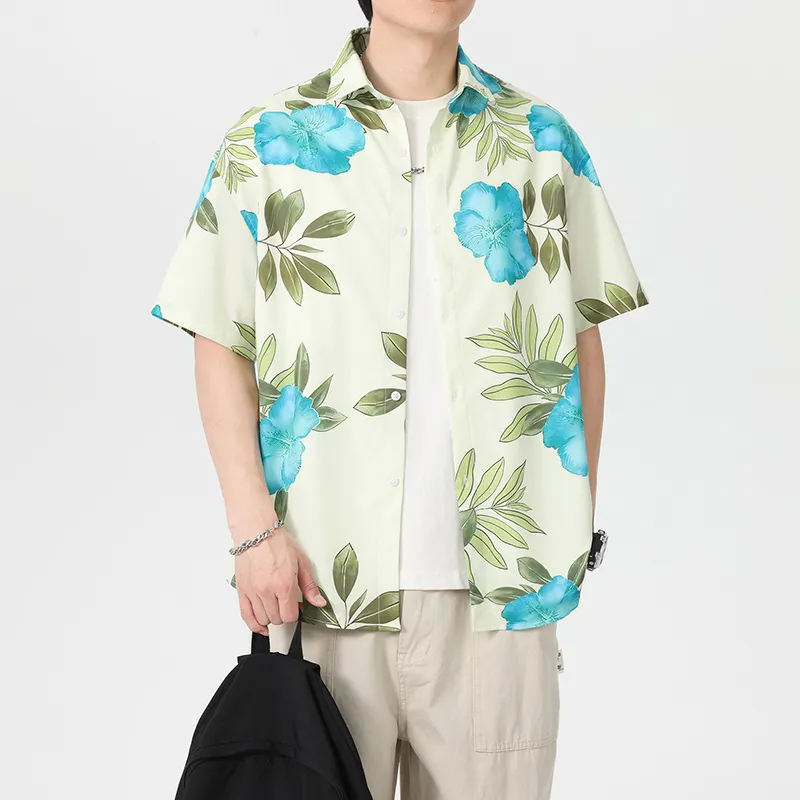 WKOOG Shirts Unisex Blue Stamen With Green Leaf-5