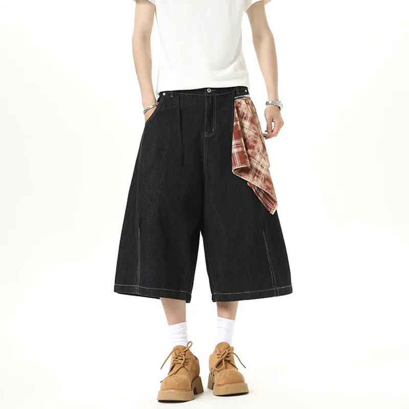 WKOOG Denim Shorts Unisex Black-1