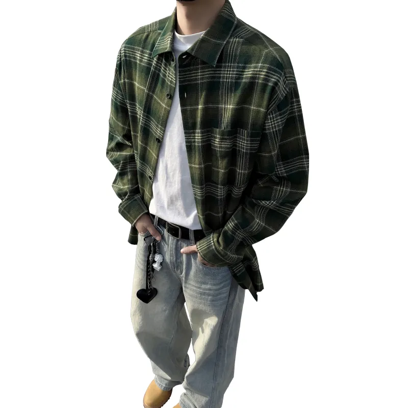 BTR Shirt Unisex Blue Brown Plaid-7