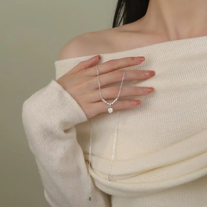 Golden Kite S999 Fine Silver With Artificial Zircon Necklaces Women's-4