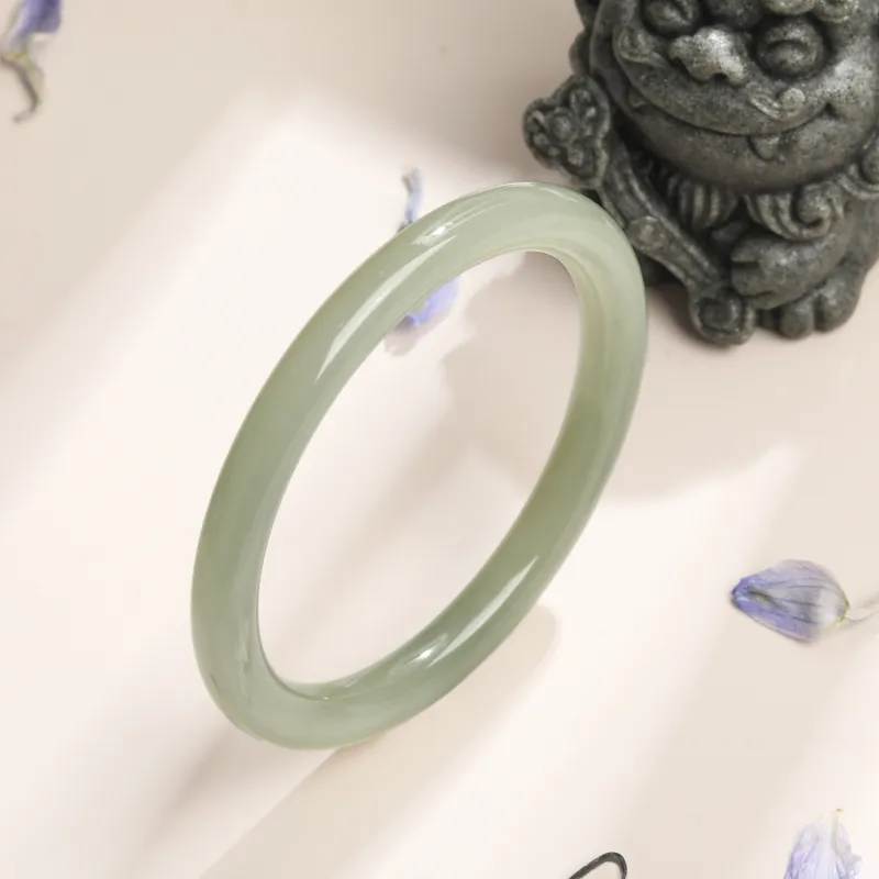 Golden Kite Bangles Pale Greenish White Jade Women's-1
