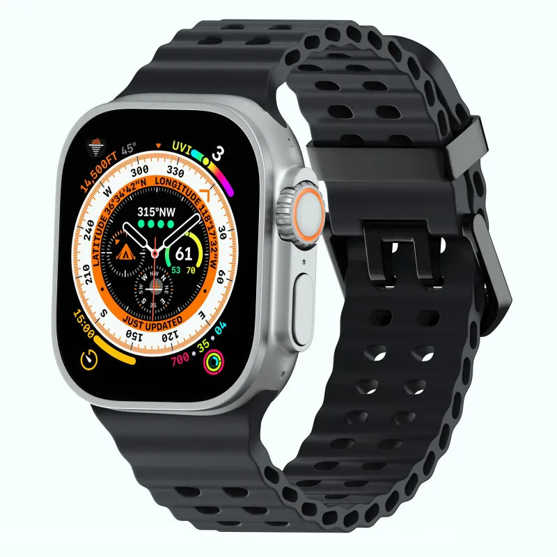 YOOVEI Watch Band Apple Compatibility Liquid Silicone Material-1