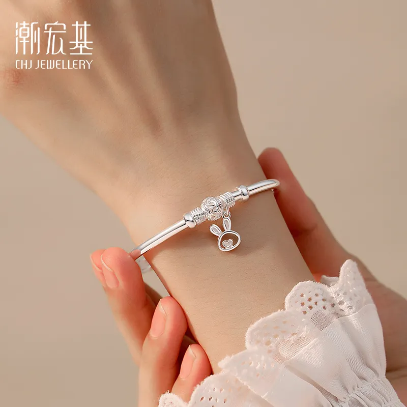 CHAOHONGJI 999 Fine Silver Bangles Women's-3