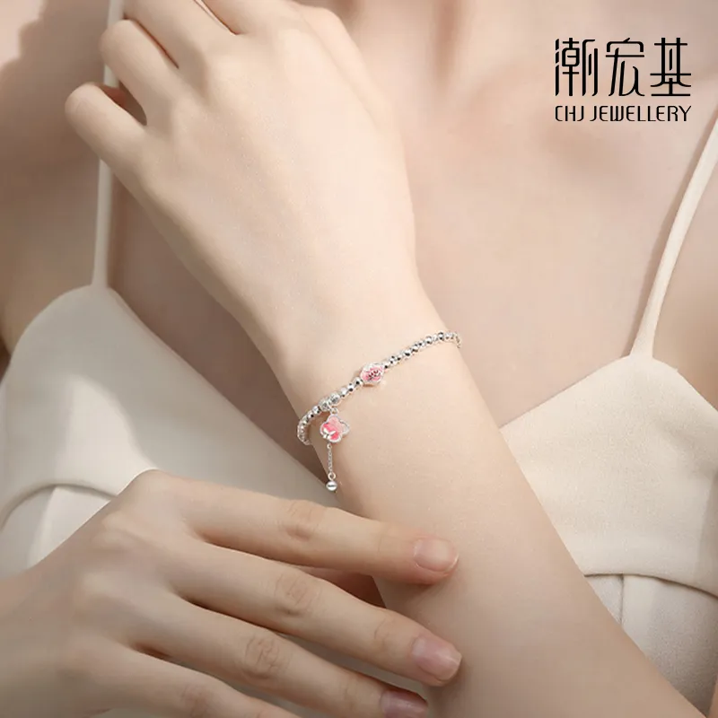 CHAOHONGJI S925 Silver Beaded Bracelet Women's-3