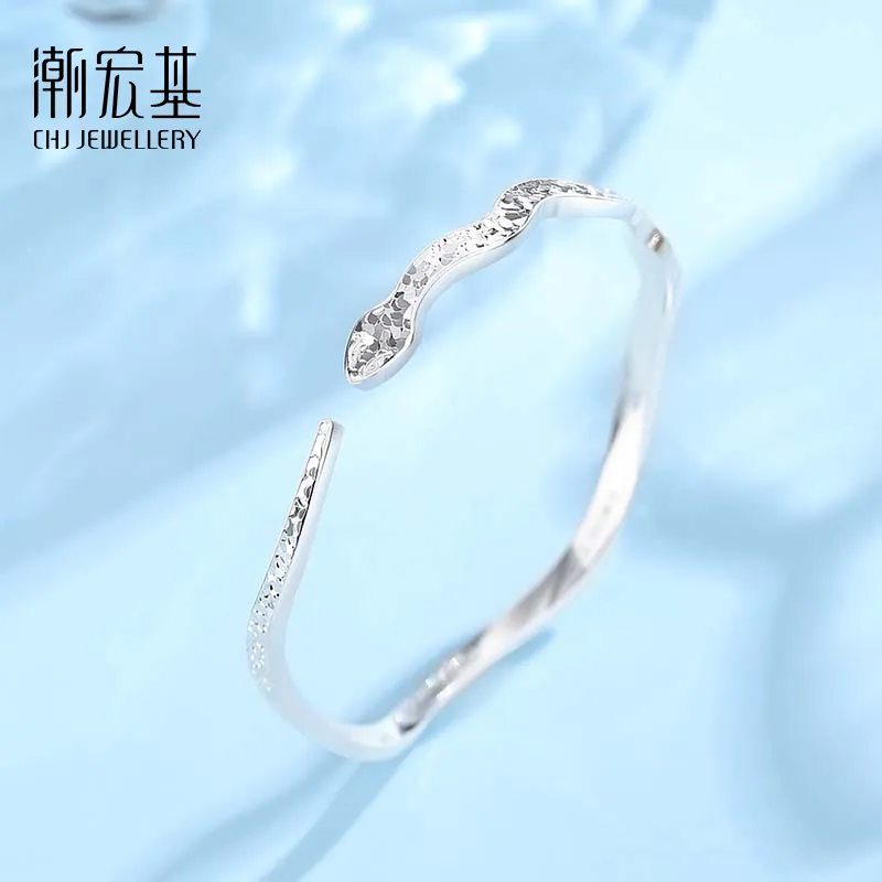 CHAOHONGJI Sterling Silver Minimalist Style Hand Accessory Bangle Women's-3