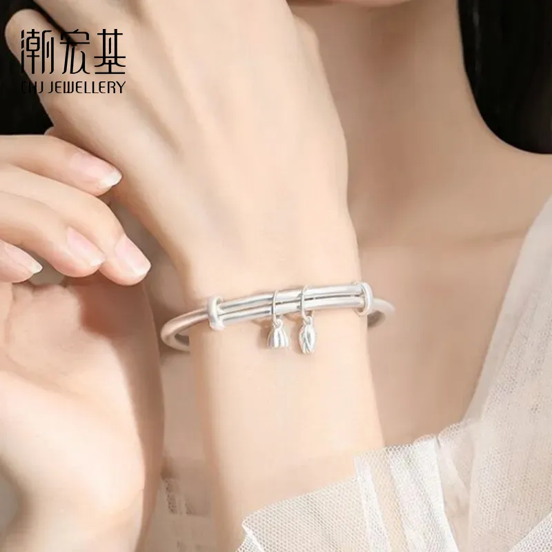 CHAOHONGJI 999 Fine Silver Bangles Women's-3