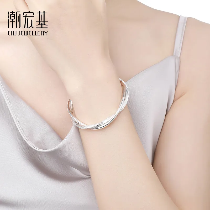 CHAOHONGJI 999 Fine Silver Bangles Women's-3