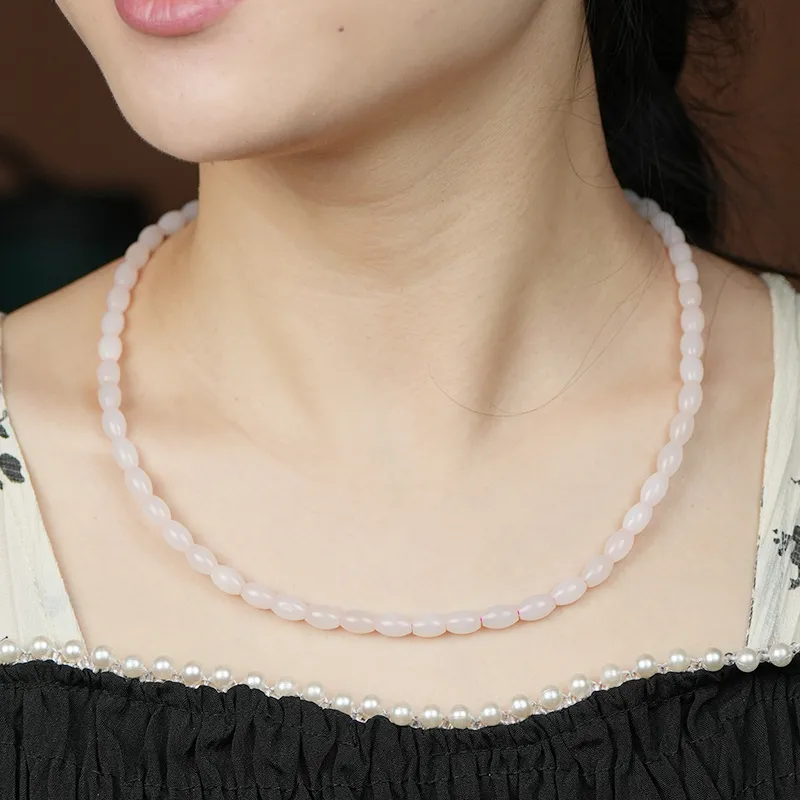 FANHAOGANG JADE Hetian Jade Necklaces Dusty Pink Women's-3