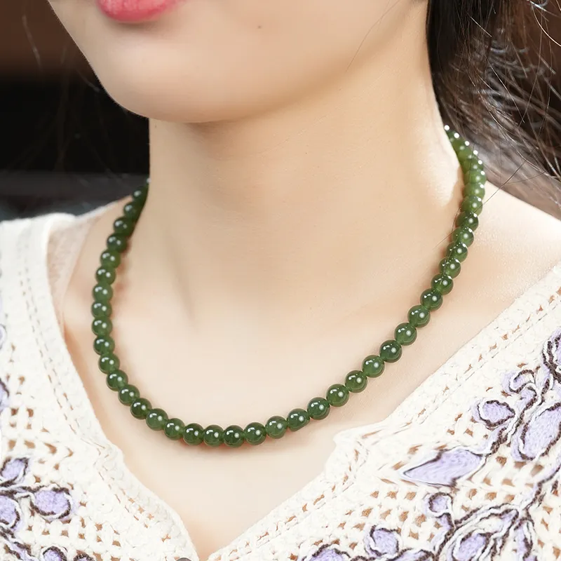 FANHAOGANG JADE Hetian Jade Necklaces Green Jade Women's-5
