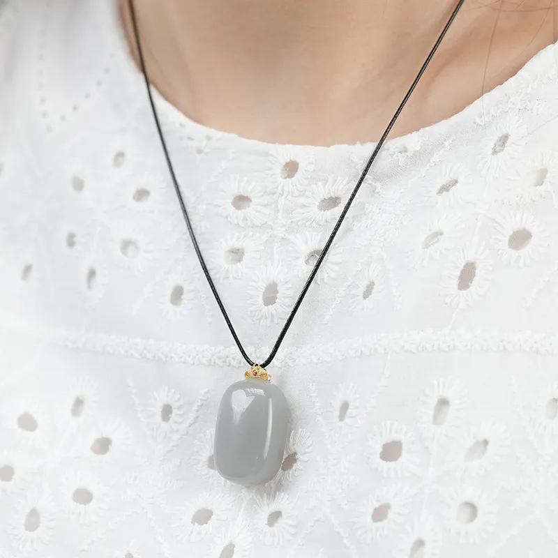 FANHAOGANG JADE Hetian Jade Necklaces Smoky Purple Unisex-3