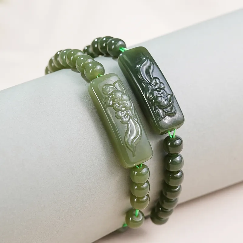 FANHAOGANG JADE Hetian Jade Bracelets Green Jade Unisex-4