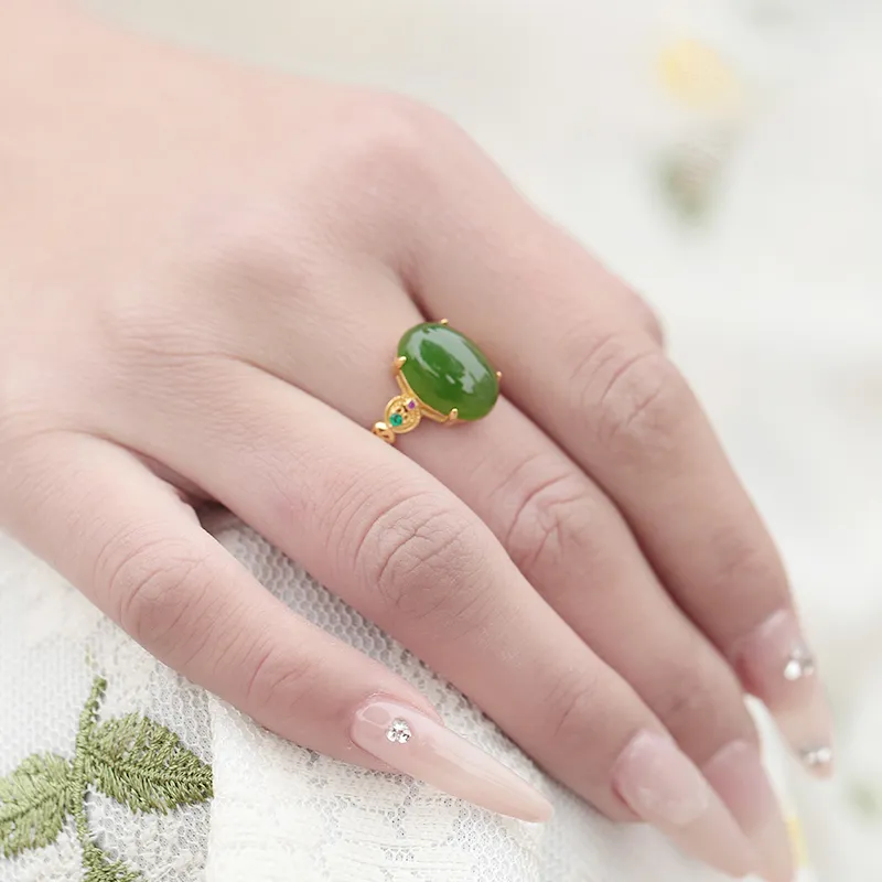 FANHAOGANG JADE Hetian Jade Rings Jasper Women's-3