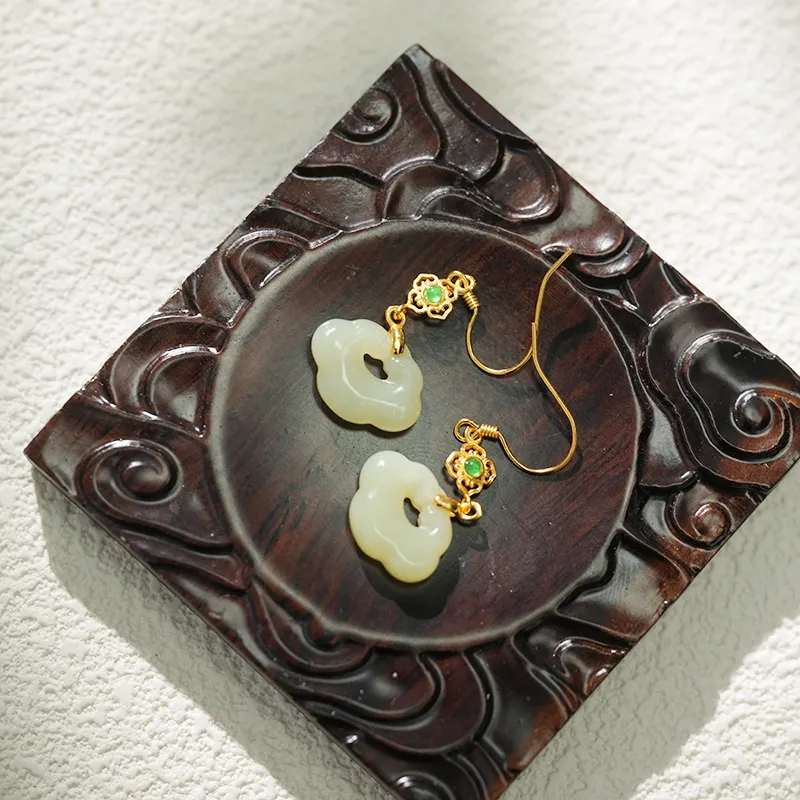 FANHAOGANG JADE Earrings Green Jade Women's-5
