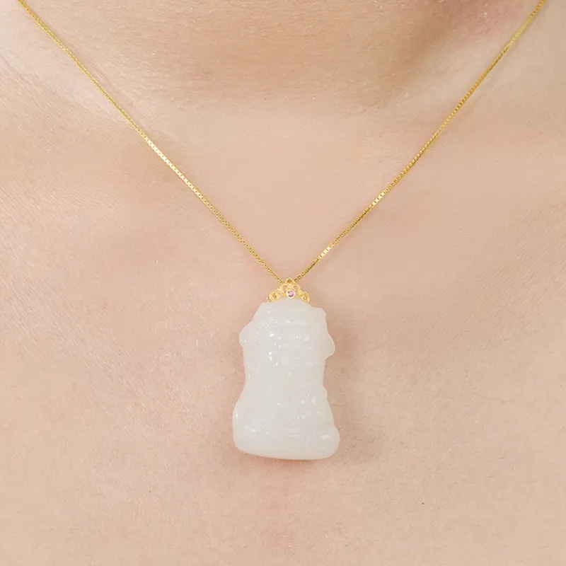 FANHAOGANG JADE Hetian Jade Necklaces White Jade Unisex-5