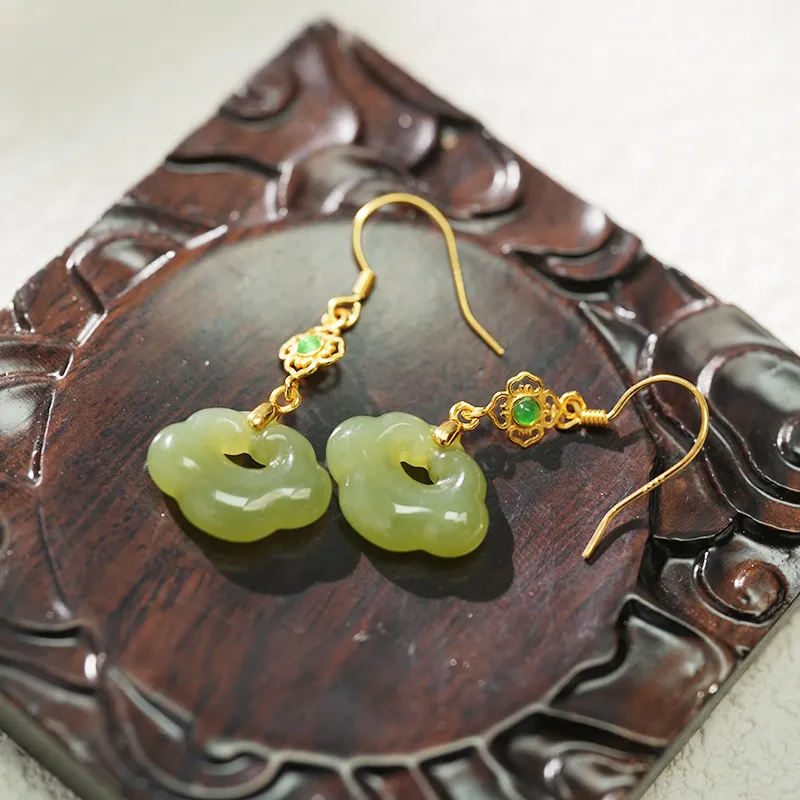 FANHAOGANG JADE Earrings Green Jade Women's-6