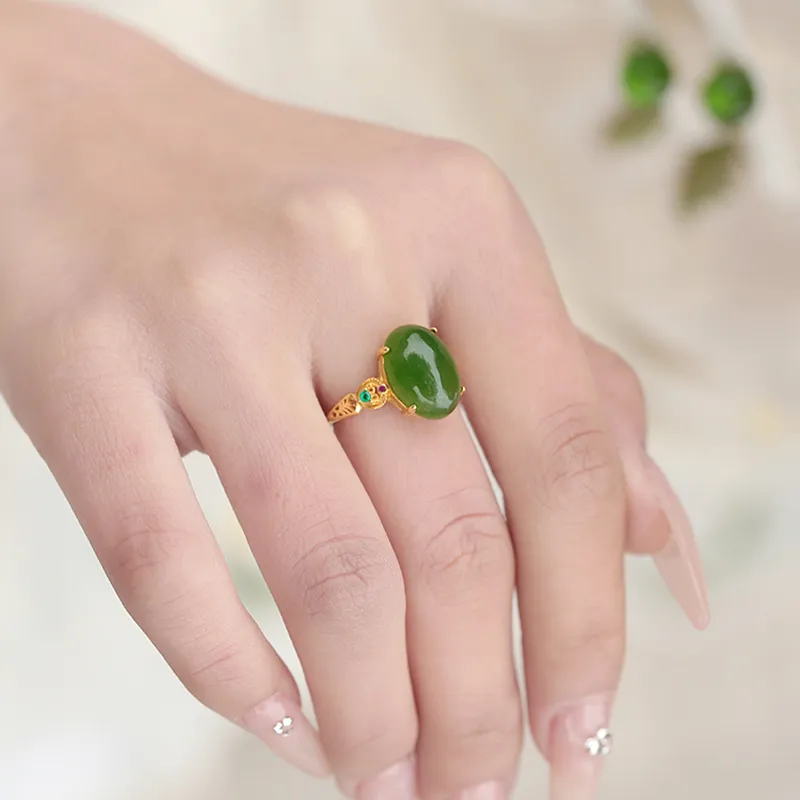 FANHAOGANG JADE Hetian Jade Rings Jasper Women's-6